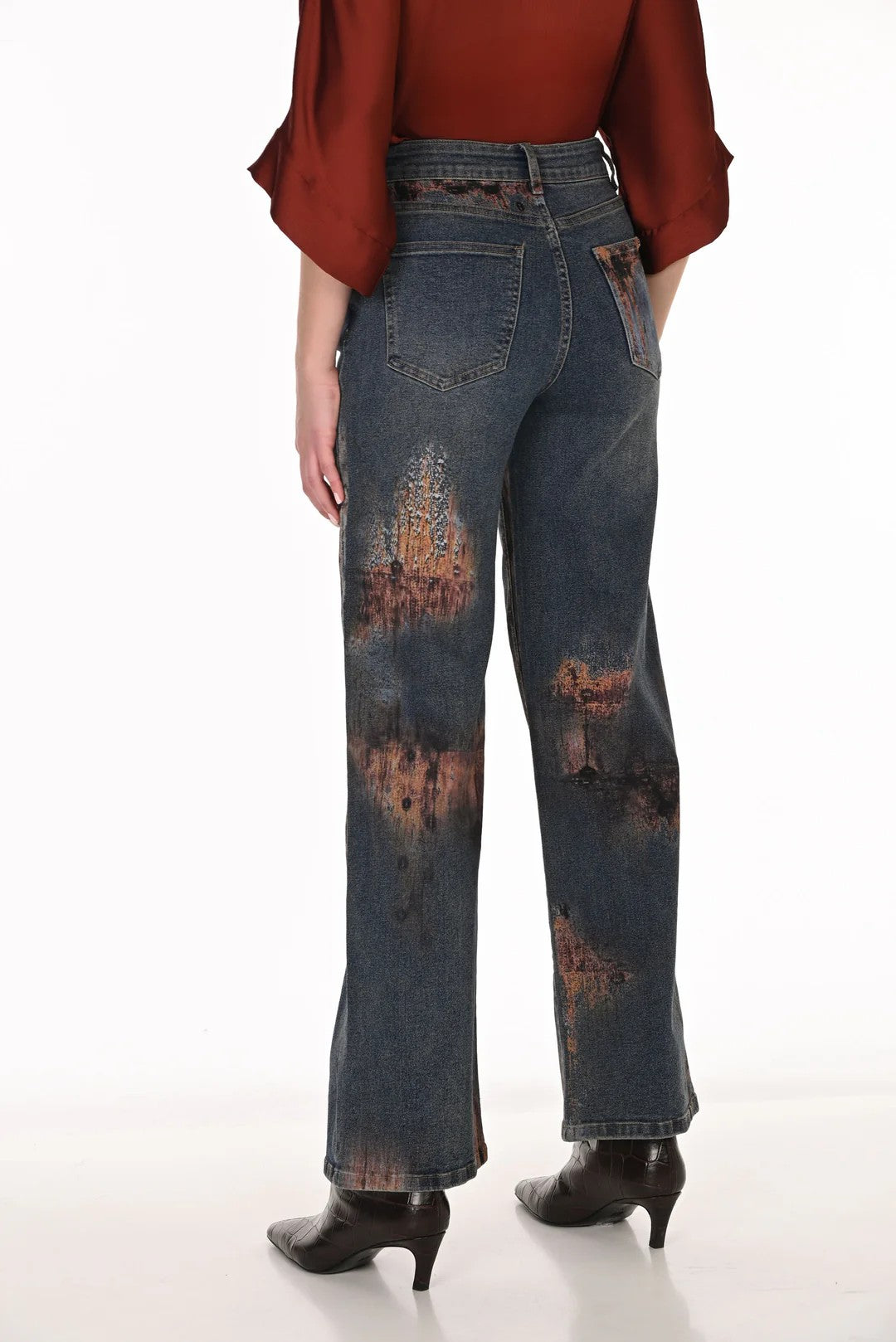 FL263743 Graphic Effect Wide Leg Jean