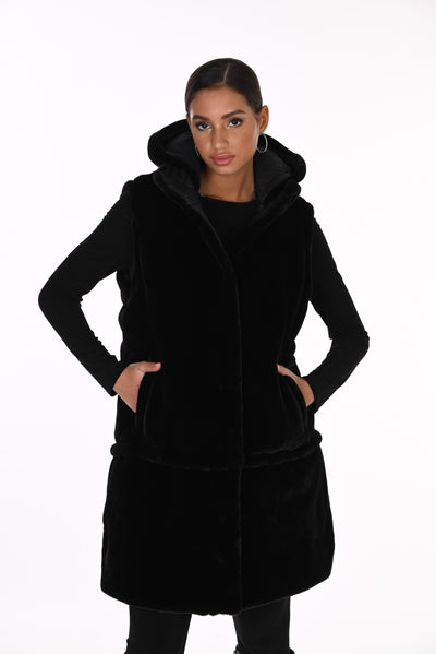 FL263805 Reversable Fur Lined Zip Puffer Coat / Jacket / Vest