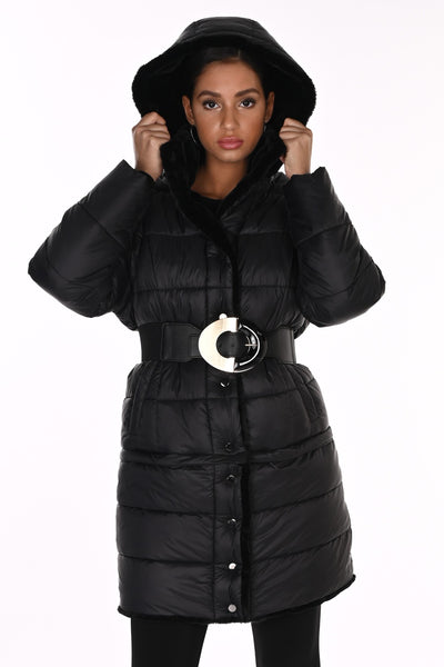 FL263805 Reversable Fur Lined Zip Puffer Coat / Jacket / Vest