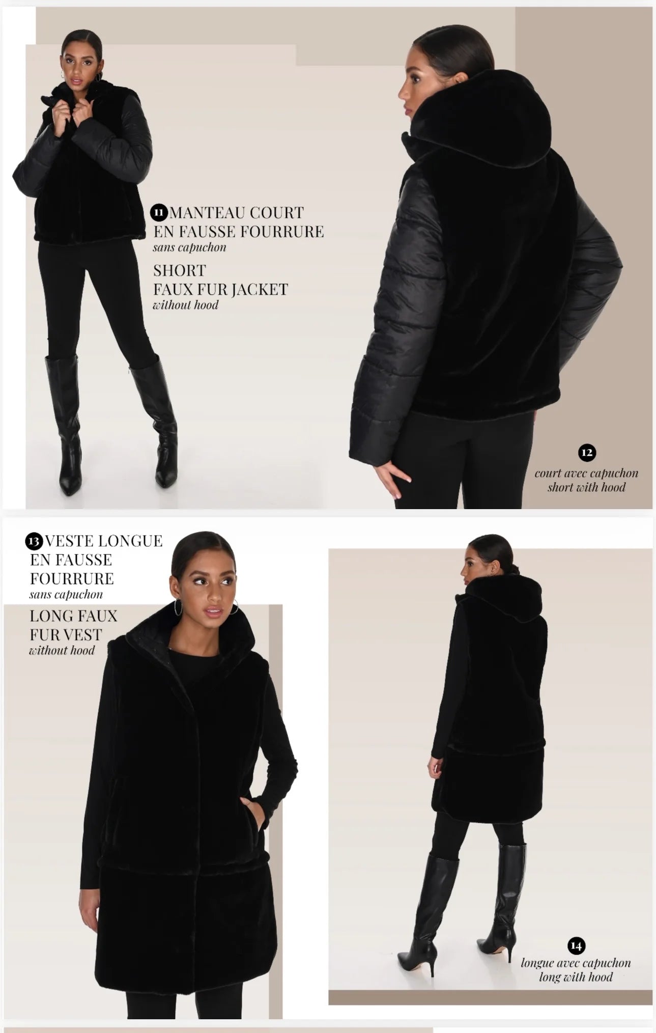 FL263805 Reversable Fur Lined Zip Puffer Coat / Jacket / Vest