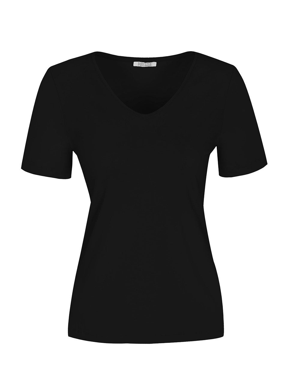 DC26501 BLACK Classic V Neck Silky Stretch Viscose Tee