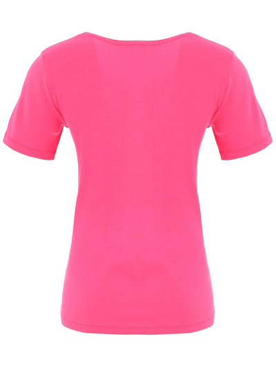 DC26501 FUCHSIA Classic V Neck Silky Stretch Viscose Tee