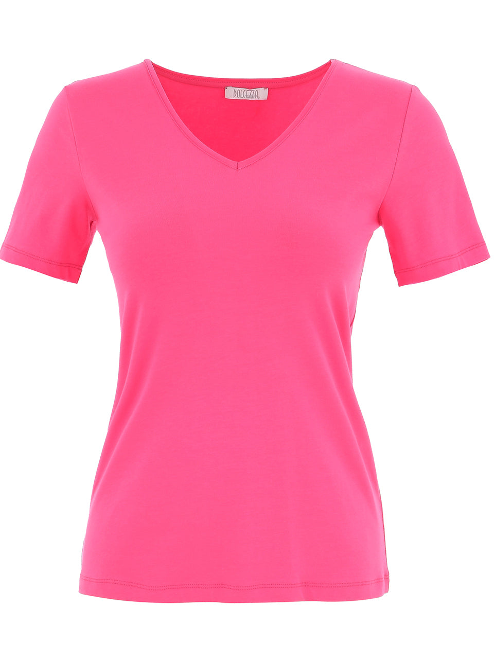 DC26501 FUCHSIA Classic V Neck Silky Stretch Viscose Tee