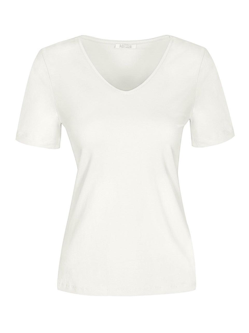 DC26501 WHITE Classic V Neck Silky Stretch Viscose Tee