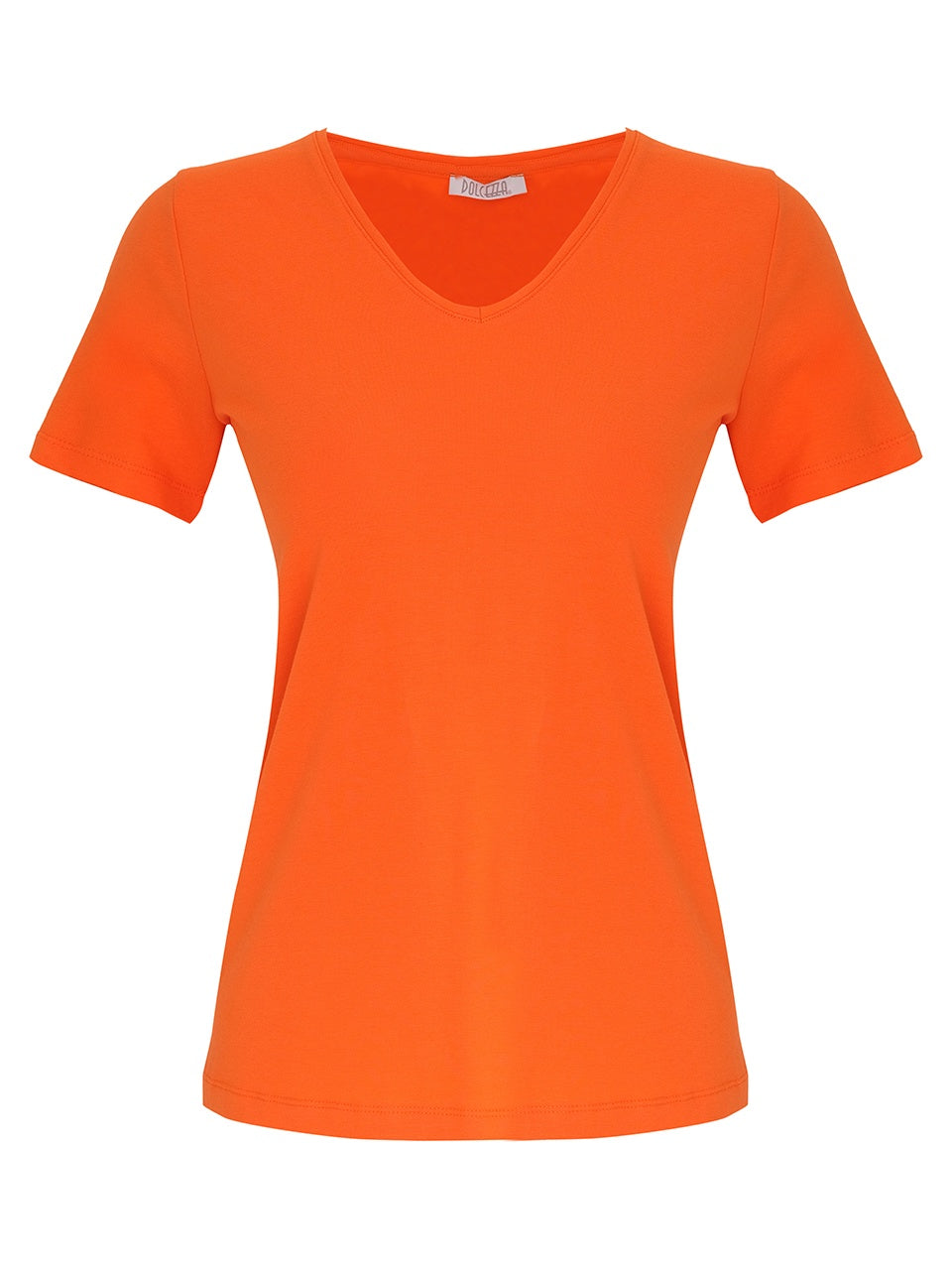 DC26501 ORANGE Classic V Neck Silky Stretch Viscose Tee