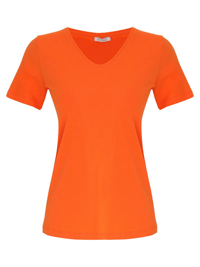 DC26501 ORANGE Classic V Neck Silky Stretch Viscose Tee