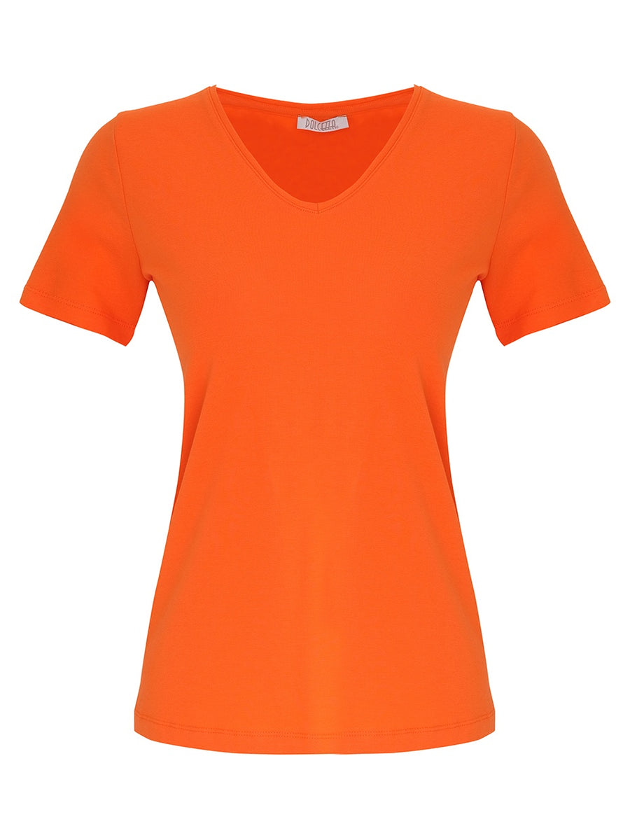 DC26501 ORANGE Classic V Neck Silky Stretch Viscose Tee