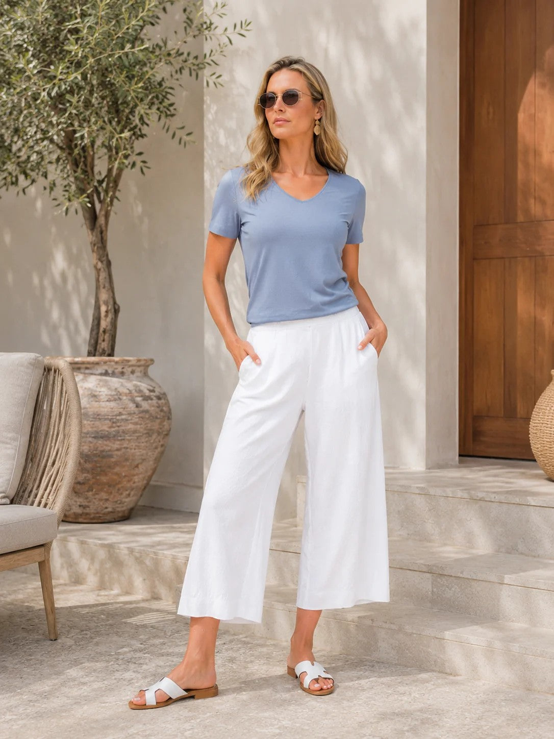 DC26501 ORANGE Classic V Neck Silky Stretch Viscose Tee