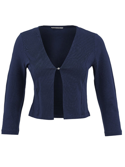 DC26506 BLACK One Button Viscose Lycra Classic Short Cardigan