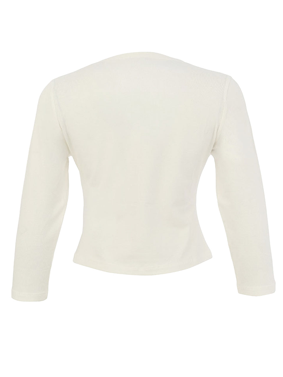 DC26506 WHITE One Button Viscose Lycra Classic Short Cardigan