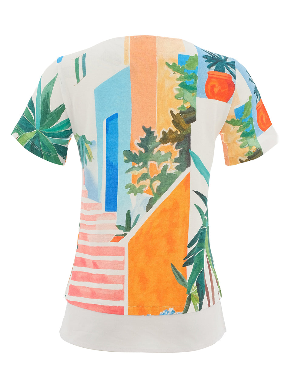 DC26640 Miami Print Frill Hem Viscose Tee