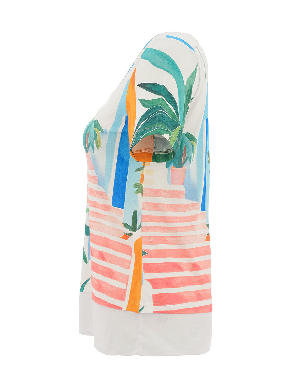 DC26640 Miami Print Frill Hem Viscose Tee