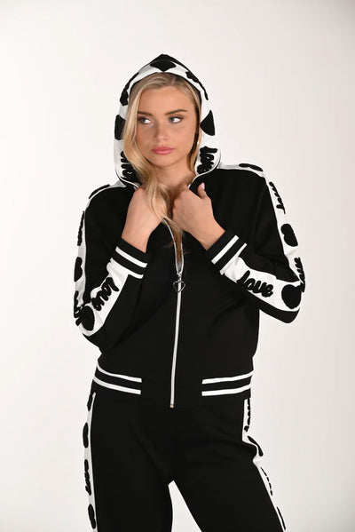FL266533 Heart Panel Zip Up Leisure Jacket