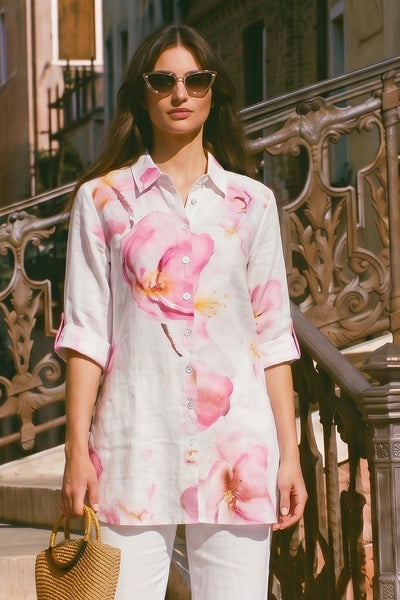 DC26682 Linen Watercolour Print Shirt