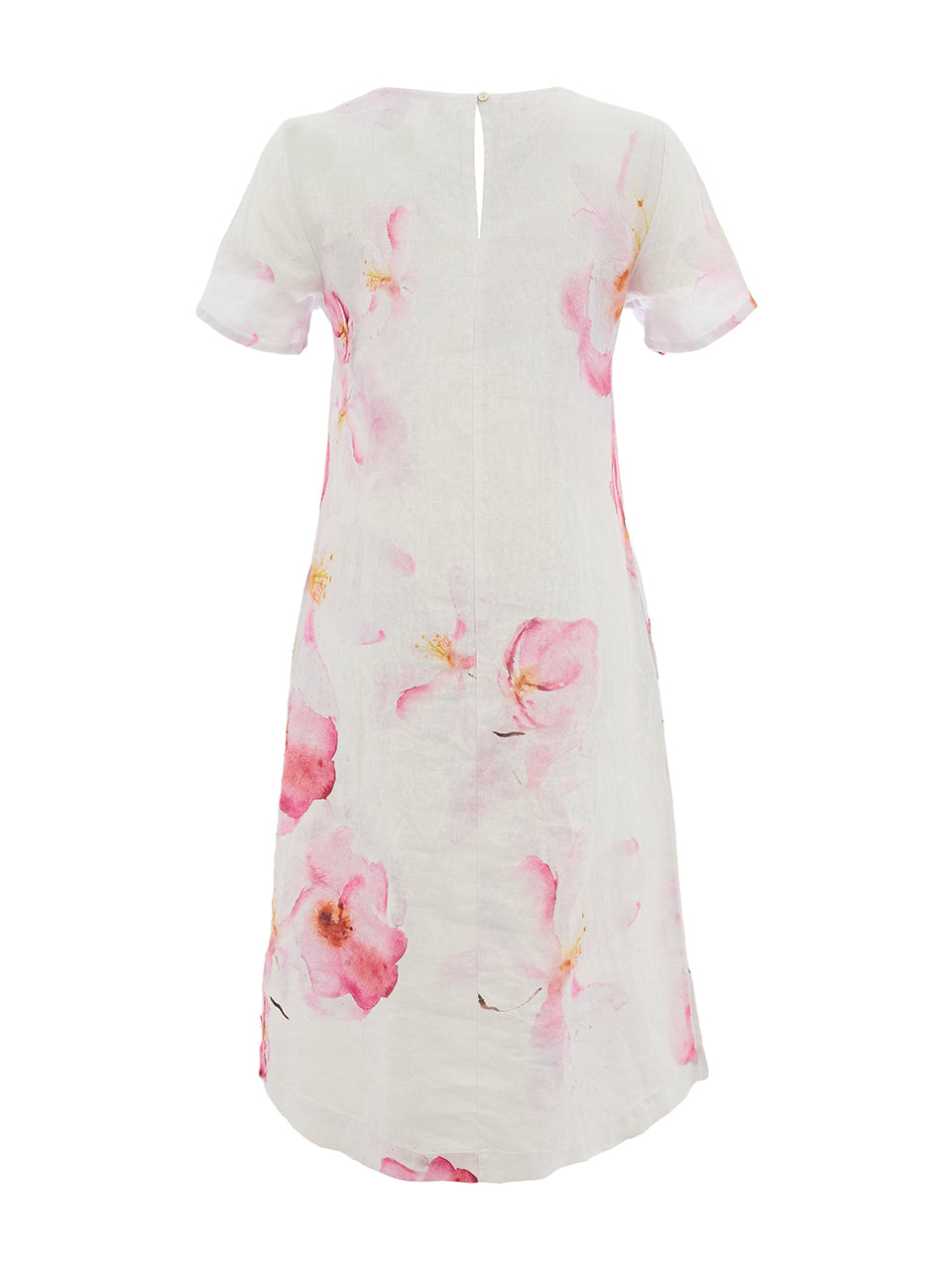 DC26686 Watercolor Print Linen Summer Sheath Dress