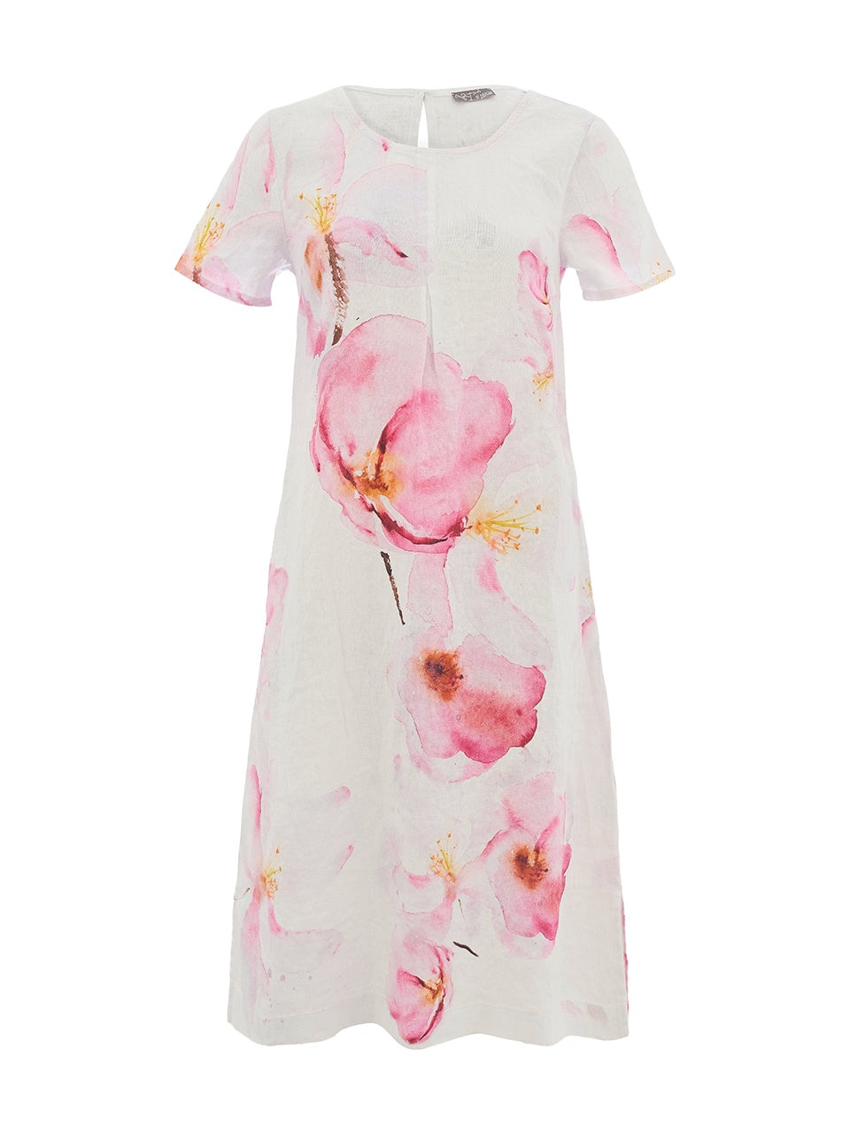 DC26686 Watercolor Print Linen Summer Sheath Dress