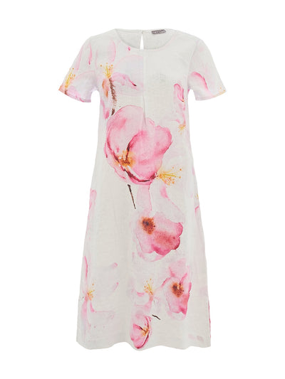 DC26686 Watercolor Print Linen Summer Sheath Dress