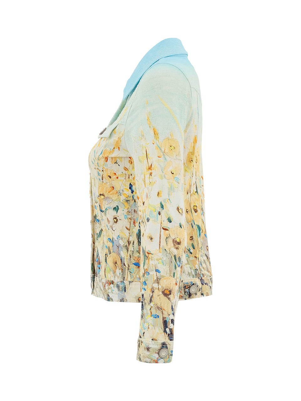 DC26727 "Flowers" Stretch Cotton Twill Paneled Denim Style Jacket