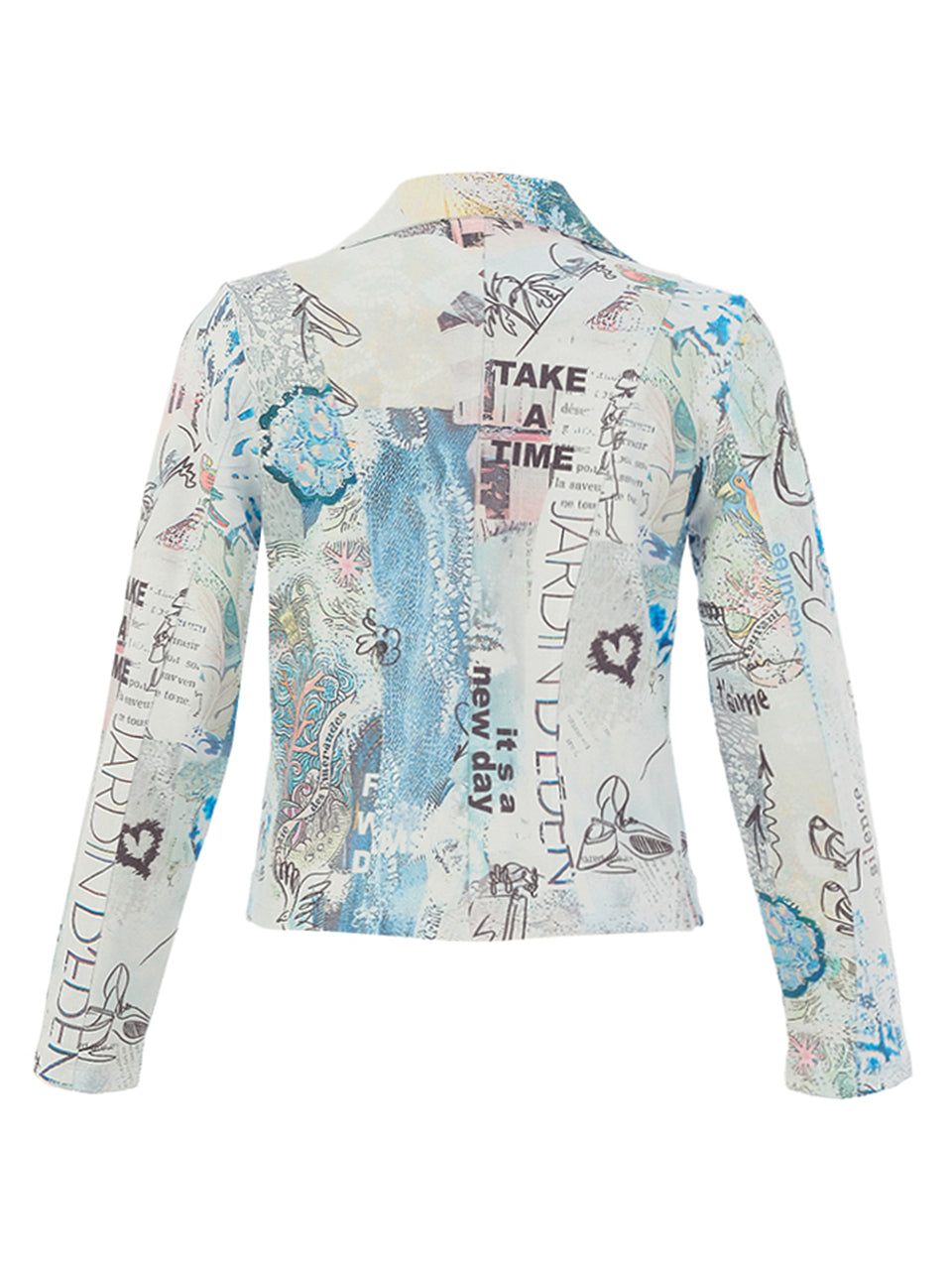 DC26735 "Collage" Stretch Cotton Paneled Faux Zip Jacket