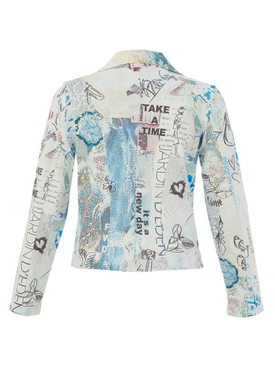 DC26735 "Collage" Stretch Cotton Paneled Faux Zip Jacket
