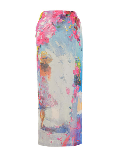 DC26801 Santorini Print Stretch Mesh Sarong Coverup