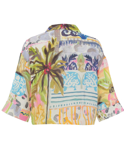DC26851 Summer Print Viscose Tie Blouse / Coverup