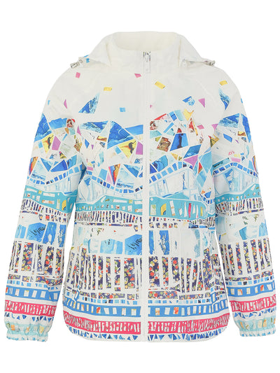 DC26867 Abstract Colour Print Wind & Rain Proof Hooded