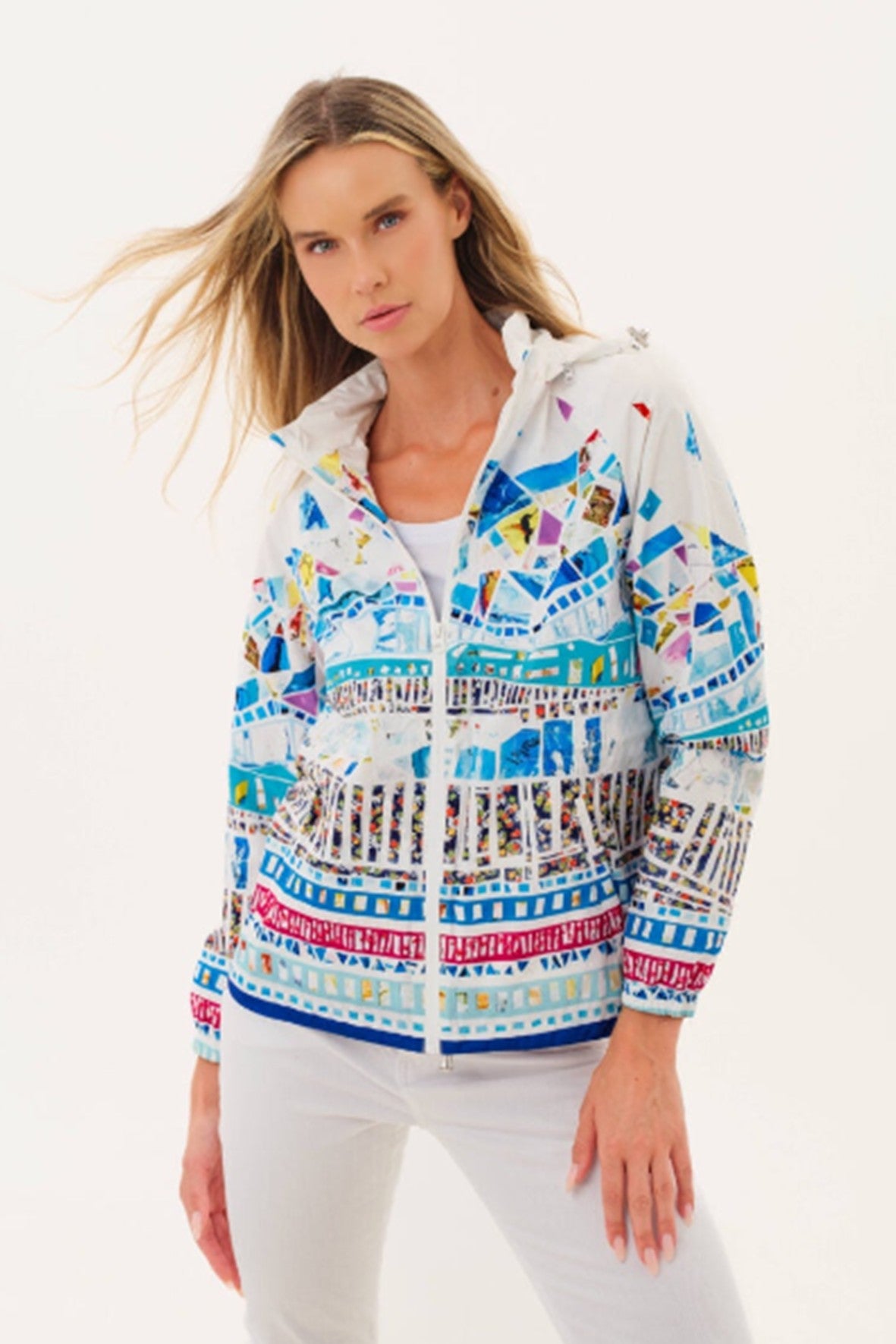 DC26867 Abstract Colour Print Wind & Rain Proof Hooded