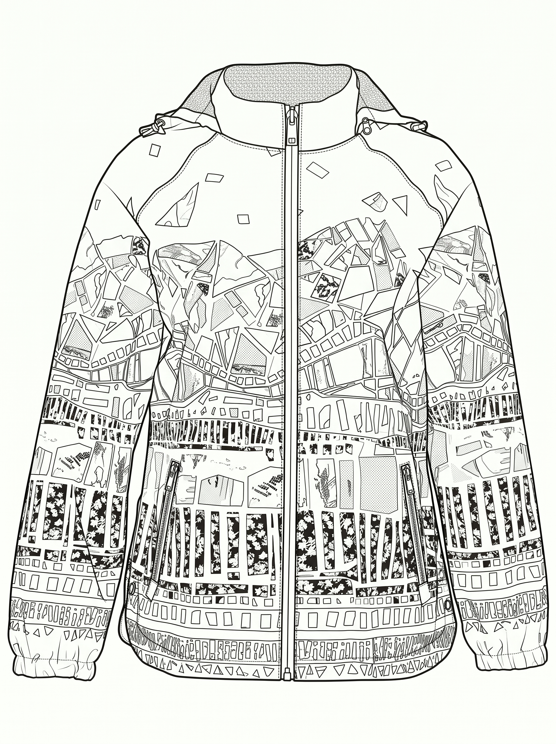 DC26867 Abstract Colour Print Wind & Rain Proof Hooded