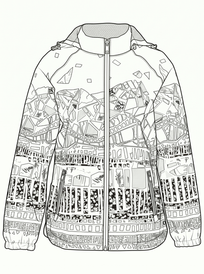 DC26867 Abstract Colour Print Wind & Rain Proof Hooded