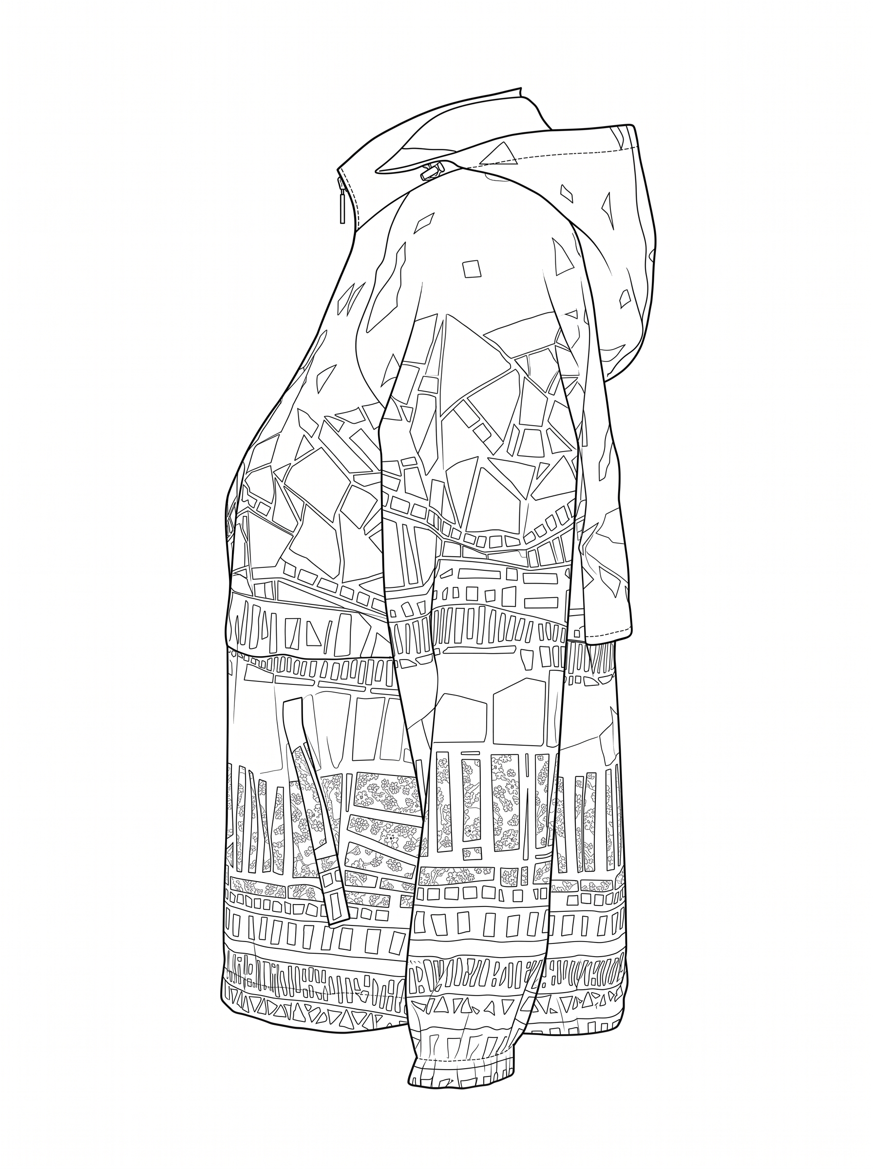 DC26867 Abstract Colour Print Wind & Rain Proof Hooded