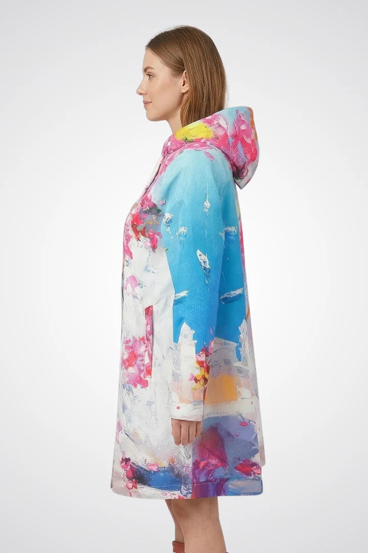 DC26870 Santorini Summer Print Wind & Rain Proof Hooded Parker