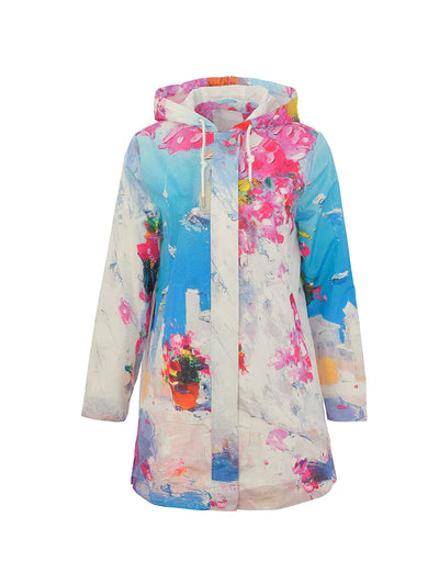 DC26870 Santorini Summer Print Wind & Rain Proof Hooded Parker