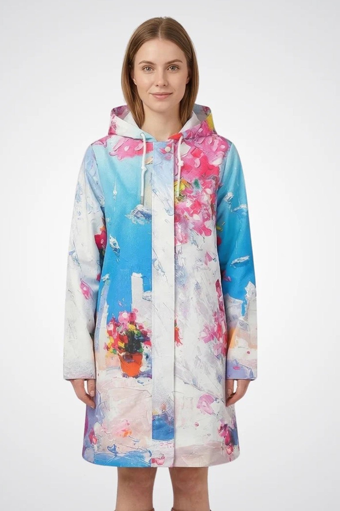 DC26870 Santorini Summer Print Wind & Rain Proof Hooded Parker