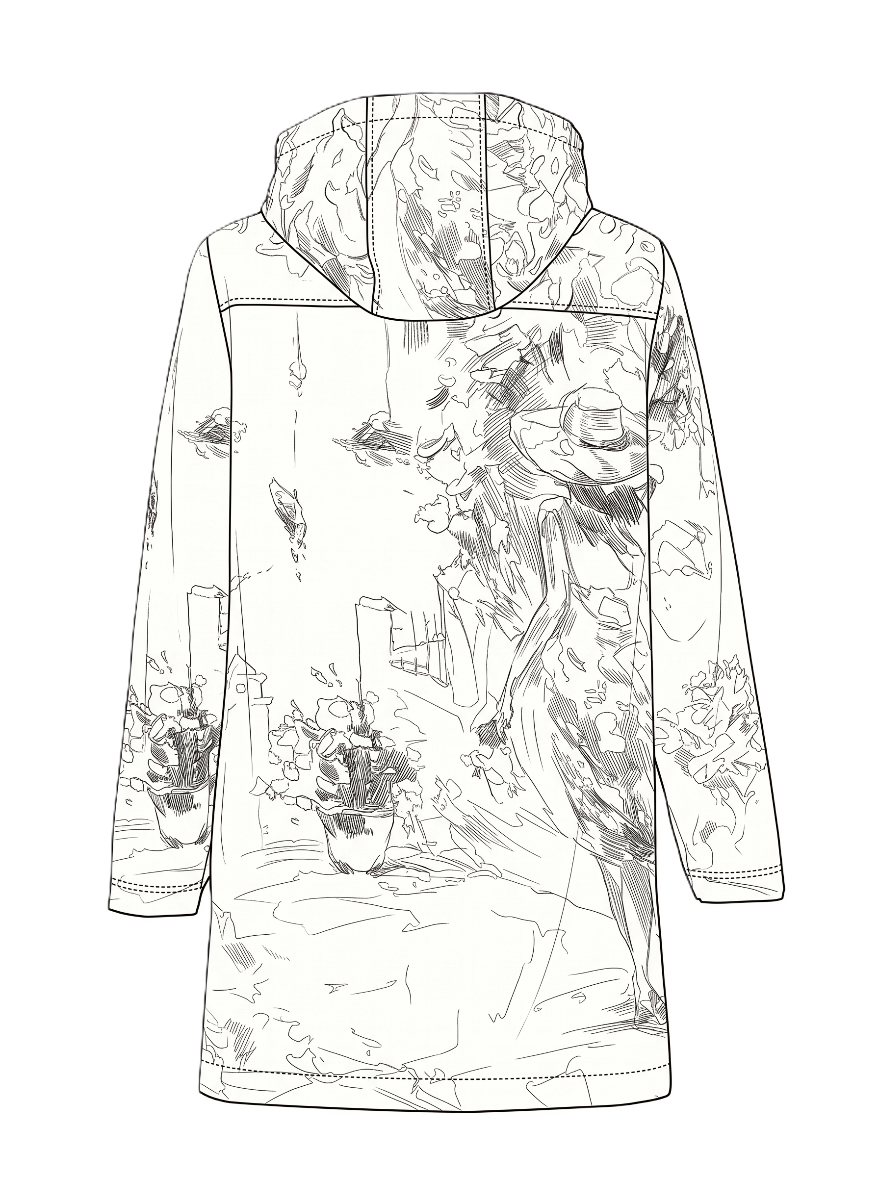 DC26870 Santorini Summer Print Wind & Rain Proof Hooded Parker