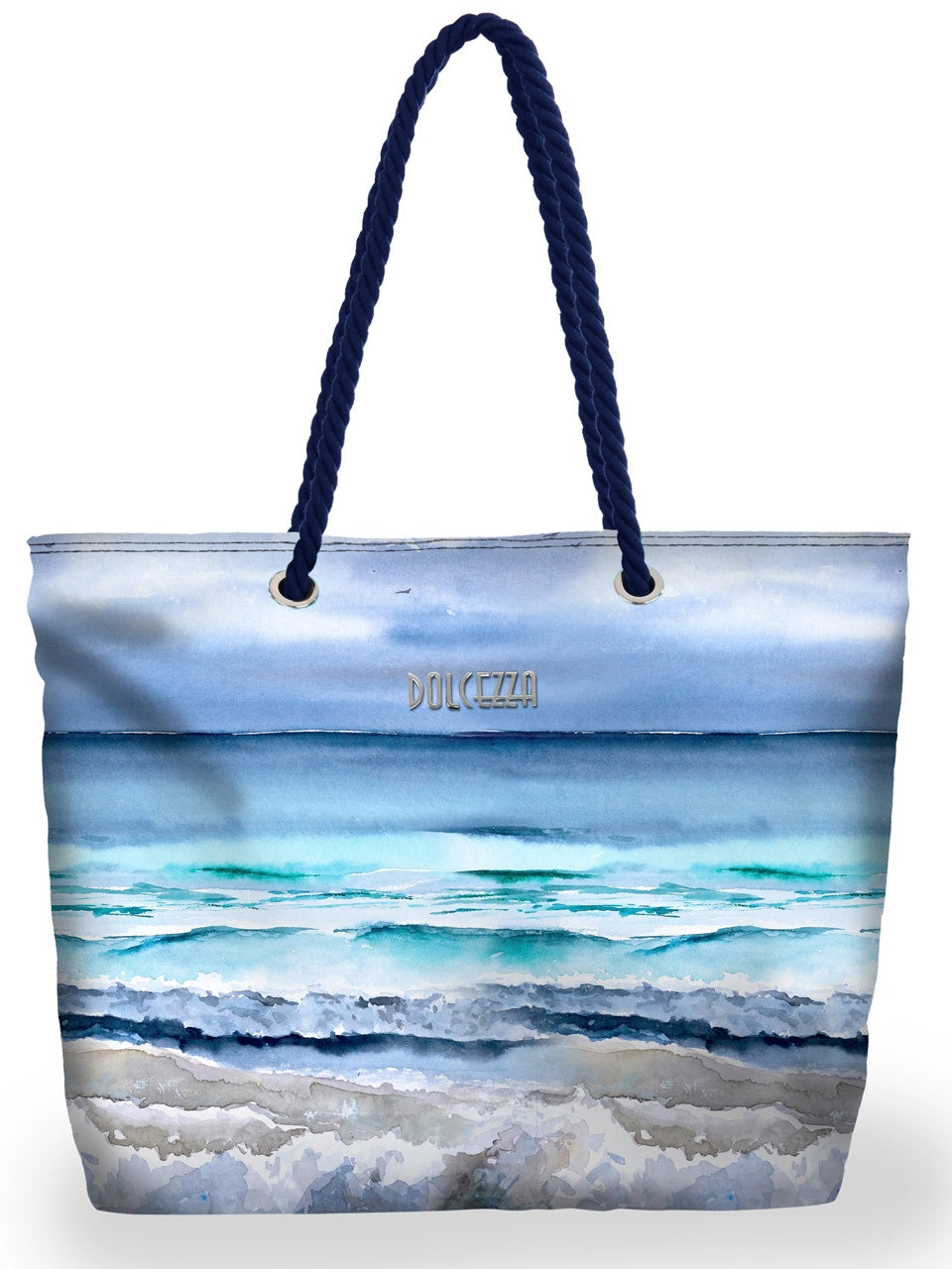 DC26952 Seascape Print Canvas Rope Handle Tote