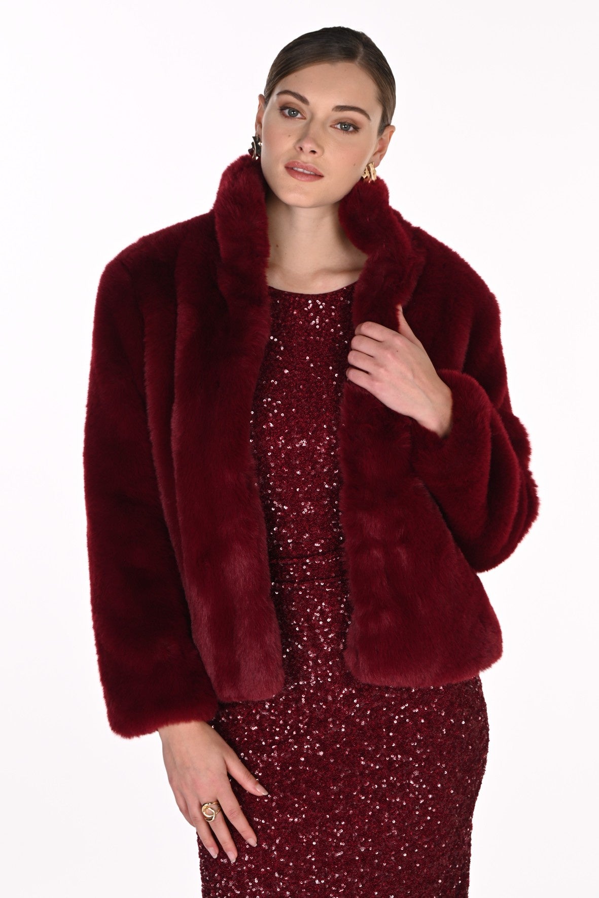 FL269707 Geisha Red Fur Lined Jacket