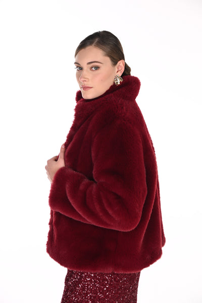 FL269707 Geisha Red Fur Lined Jacket