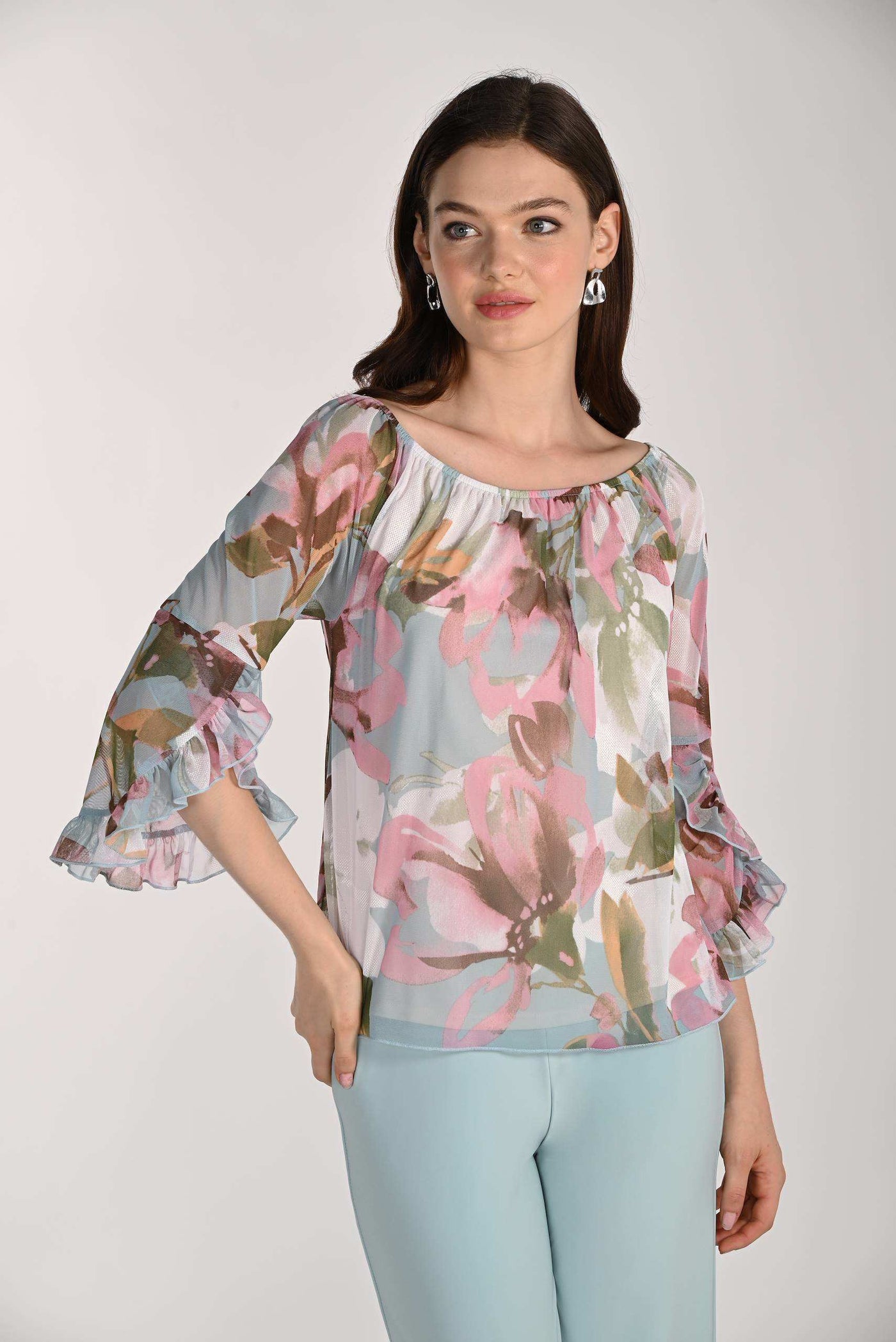 FL261361 Hawaii Evenings Chiffon Ruffle Top