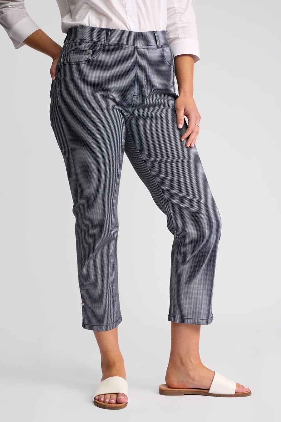 VS296 Midnight Fleck 7/8 Cotton Stretch Pant