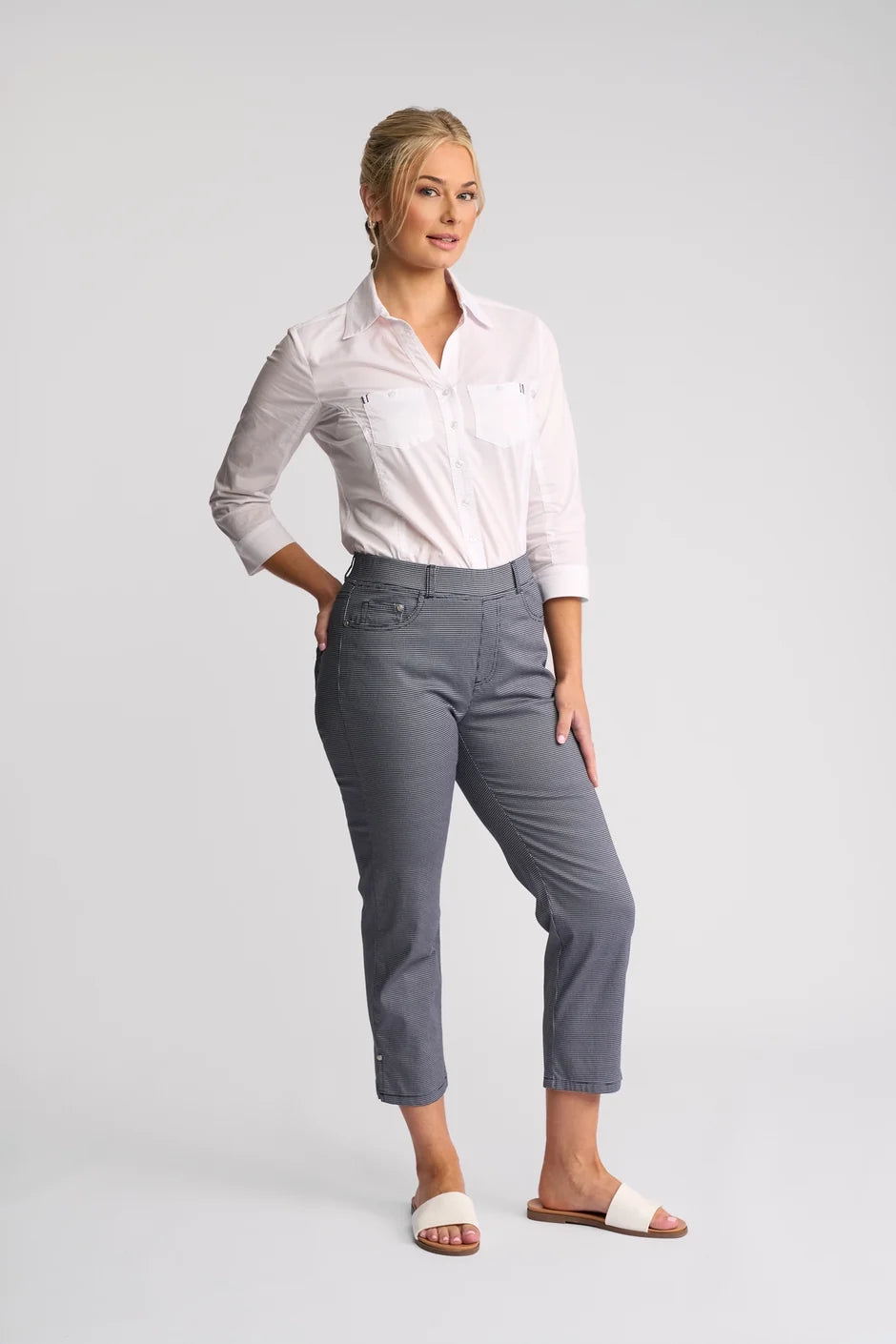 VS296 Midnight Fleck 7/8 Cotton Stretch Pant