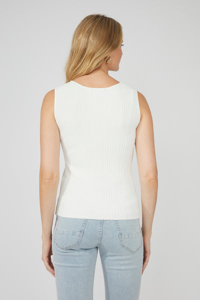 251505 Sheer Panel Fine Knit S/less Top