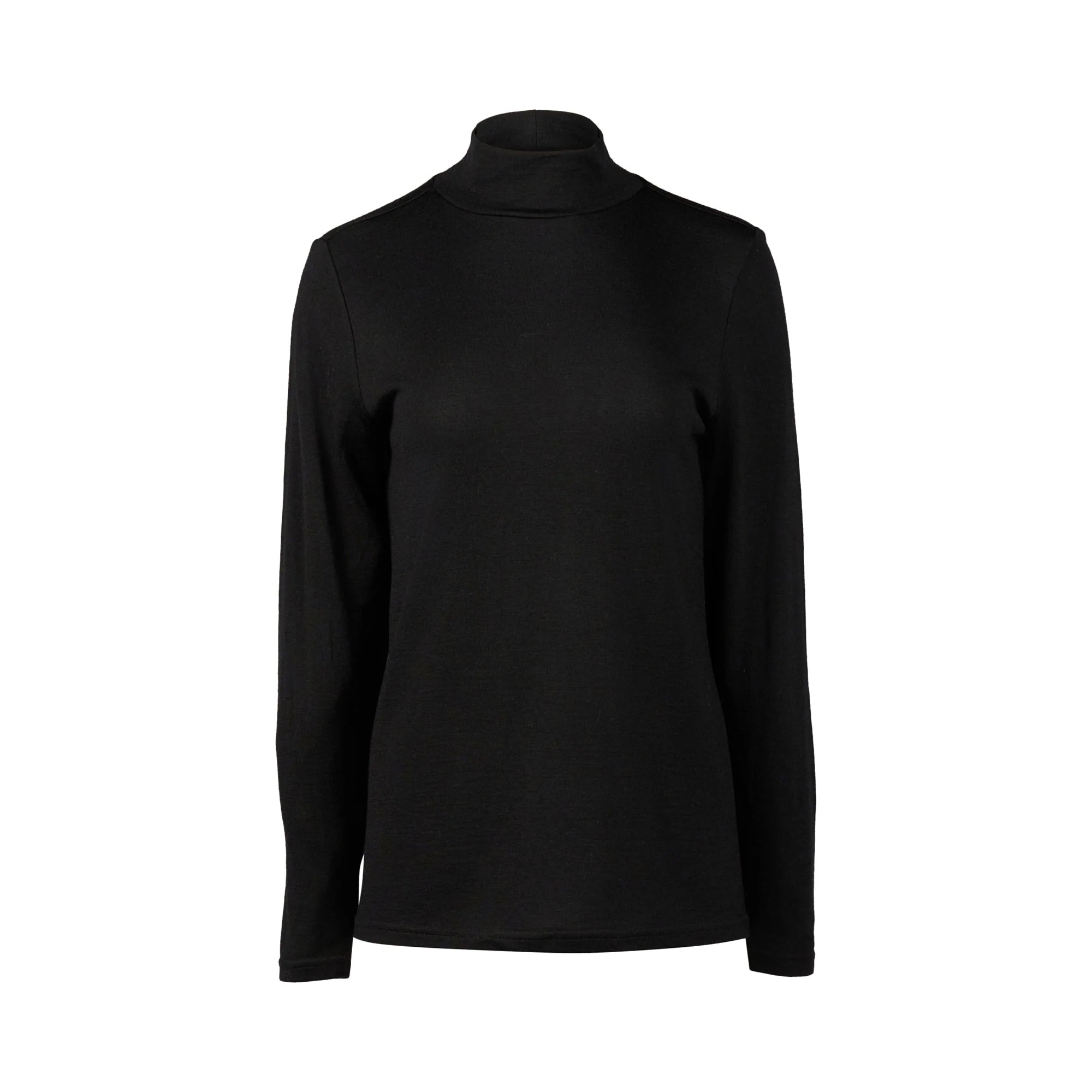 4287 BLACK  - Silky Superfine Easy Fit Merino Polo Neck