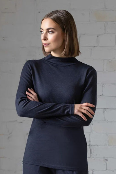 4287 NAVY Superfine Easy Fit Merino Polo Neck