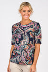 4329 Persia Print Round Neck Rayon Knit Top