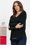 4465 Silky Superfine Merino Button Cuff V Neck Top