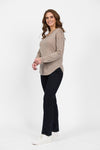 4465 Silky Superfine Merino Button Cuff V Neck Top