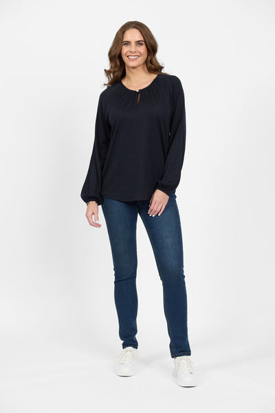 4466 Silky Superfine Merino Relaxed Fit Keyhole Top