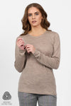 4467 COFFEE CREAM Silky Superfine Easy Fit Merino Crew Neck