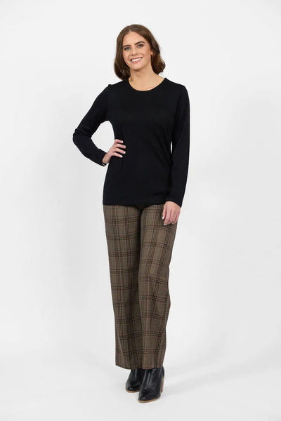 4467 BLACK Silky Superfine Easy Fit Merino Crew Neck